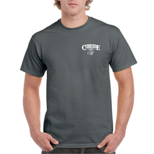 Load image into Gallery viewer, Curbside Cafe T-Shirt White On Charcoal Grey