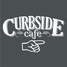 Load image into Gallery viewer, Curbside Cafe T-Shirt White On Charcoal Grey