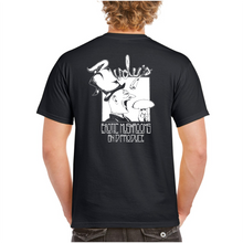 Load image into Gallery viewer, Rudy's Exotic Mushrooms Madhatter T-Shirt White on Black