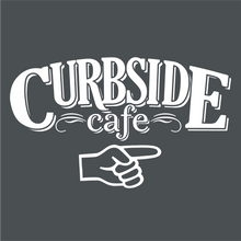 Load image into Gallery viewer, Curbside Cafe T-Shirt White On Charcoal Grey
