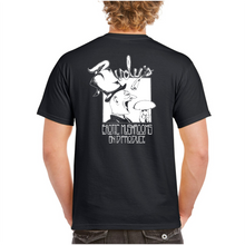 Load image into Gallery viewer, Rudy&#39;s Exotic Mushrooms Madhatter T-Shirt White on Black

